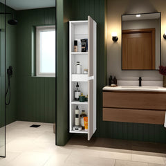 Dateland Two-Door Wall Cabinet, Stylish Vertical Storage for Bathroom or Kitchen, Light beige and white
