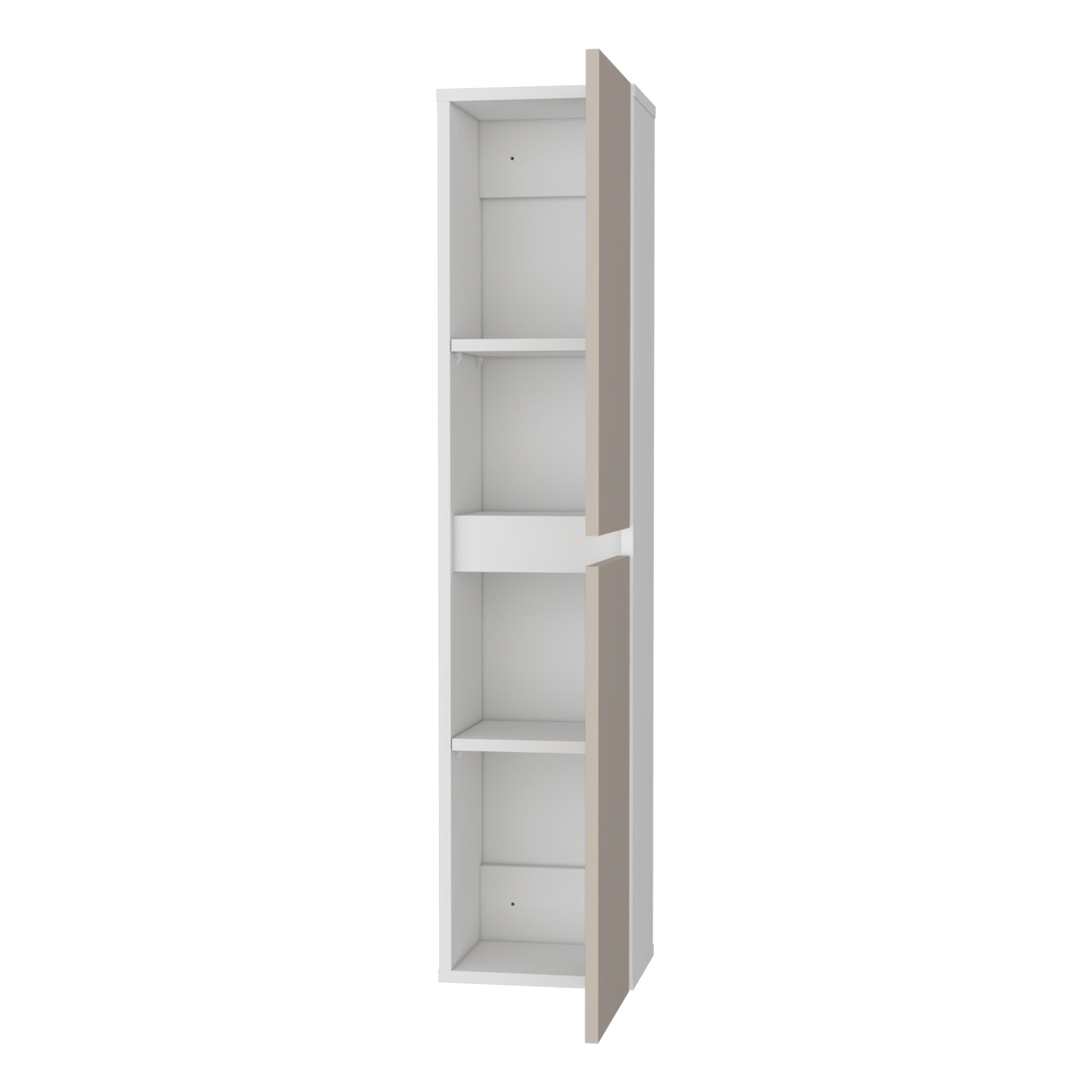 Dateland Two-Door Wall Cabinet, Stylish Vertical Storage for Bathroom or Kitchen, Light beige and white
