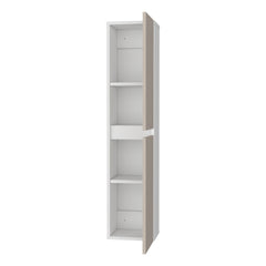 Dateland Two-Door Wall Cabinet, Stylish Vertical Storage for Bathroom or Kitchen, Light beige and white