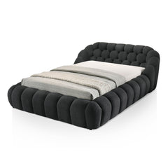 Modern Contemporary Style Charcoal / Black Color Chenille Fabric Tufted 1pc Eastern King Size Bed Bedroom