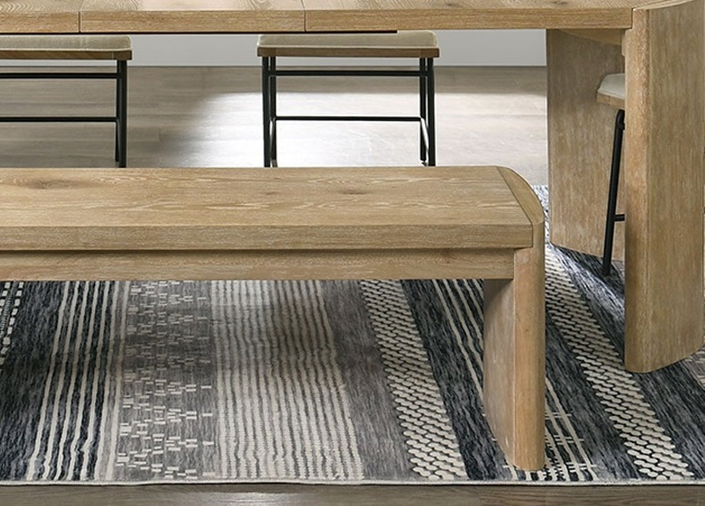 Modern Contemporary Style Upholstery Bench Round Corners Dining Room Oak Finish