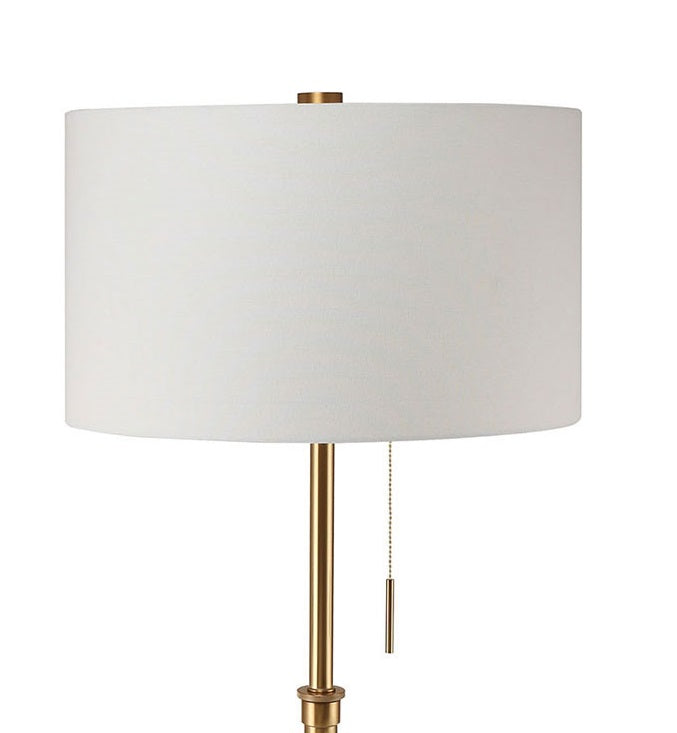 Vintage Look 1pc Floor Lamp Stained Gold Tripod Legs Unique High Lamp Pull Switch 57"H
