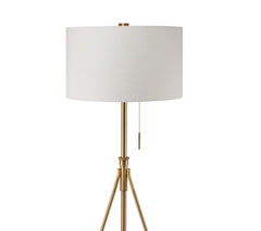 Vintage Look 1pc Floor Lamp Stained Gold Tripod Legs Unique High Lamp Pull Switch 57"H