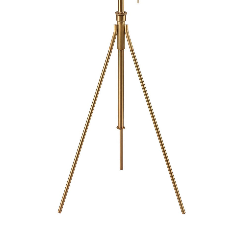 Vintage Look 1pc Floor Lamp Stained Gold Tripod Legs Unique High Lamp Pull Switch 57"H