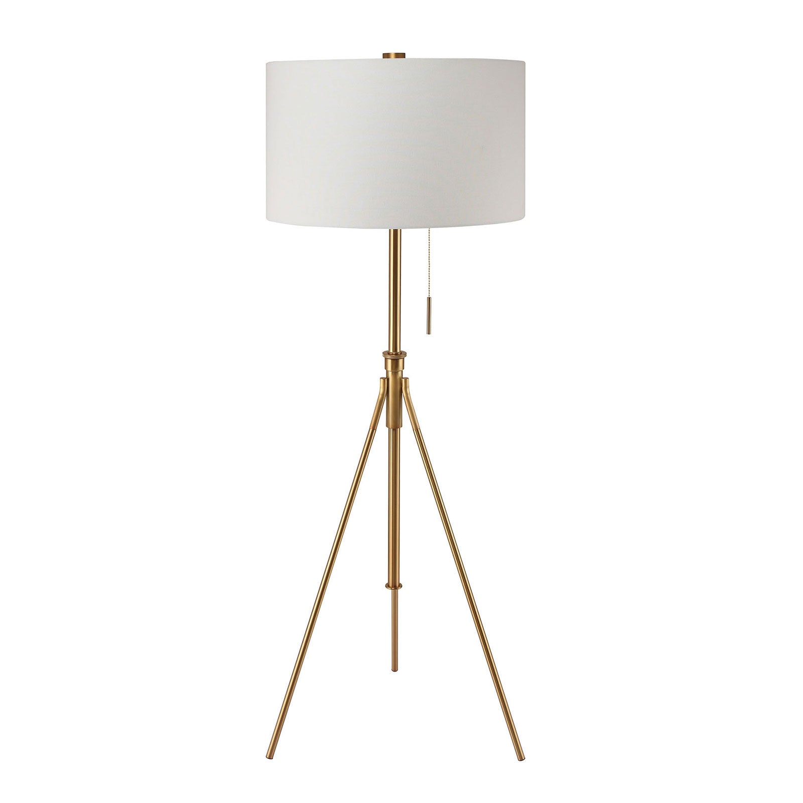 Vintage Look 1pc Floor Lamp Stained Gold Tripod Legs Unique High Lamp Pull Switch 57"H
