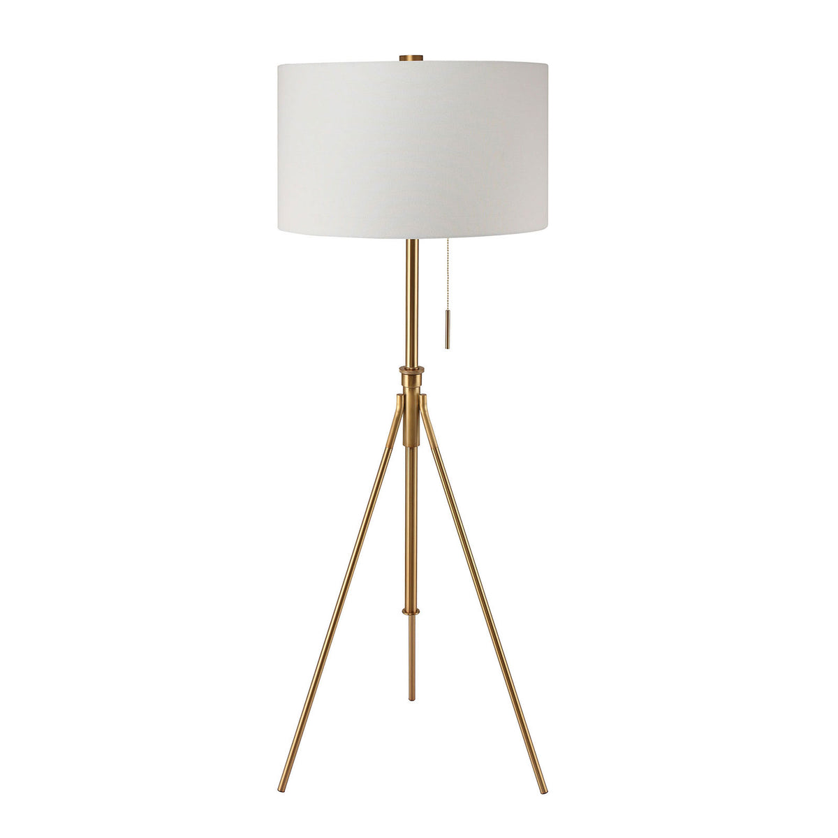 Vintage Look 1pc Floor Lamp Stained Gold Tripod Legs Unique High Lamp Pull Switch 57"H