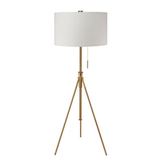 Vintage Look 1pc Floor Lamp Stained Gold Tripod Legs Unique High Lamp Pull Switch 57"H