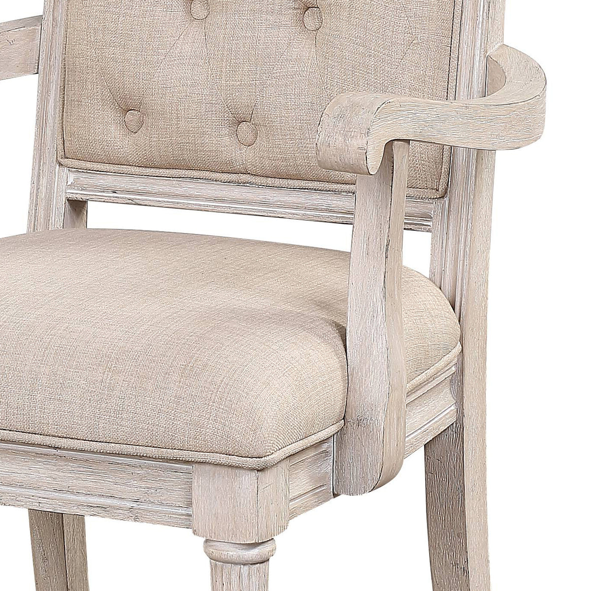Beige and Antique Champagne Tufted Back Arm Chairs (Set of 2)