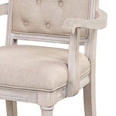 Beige and Antique Champagne Tufted Back Arm Chairs (Set of 2)