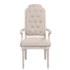 Beige and Antique Champagne Tufted Back Arm Chairs (Set of 2)