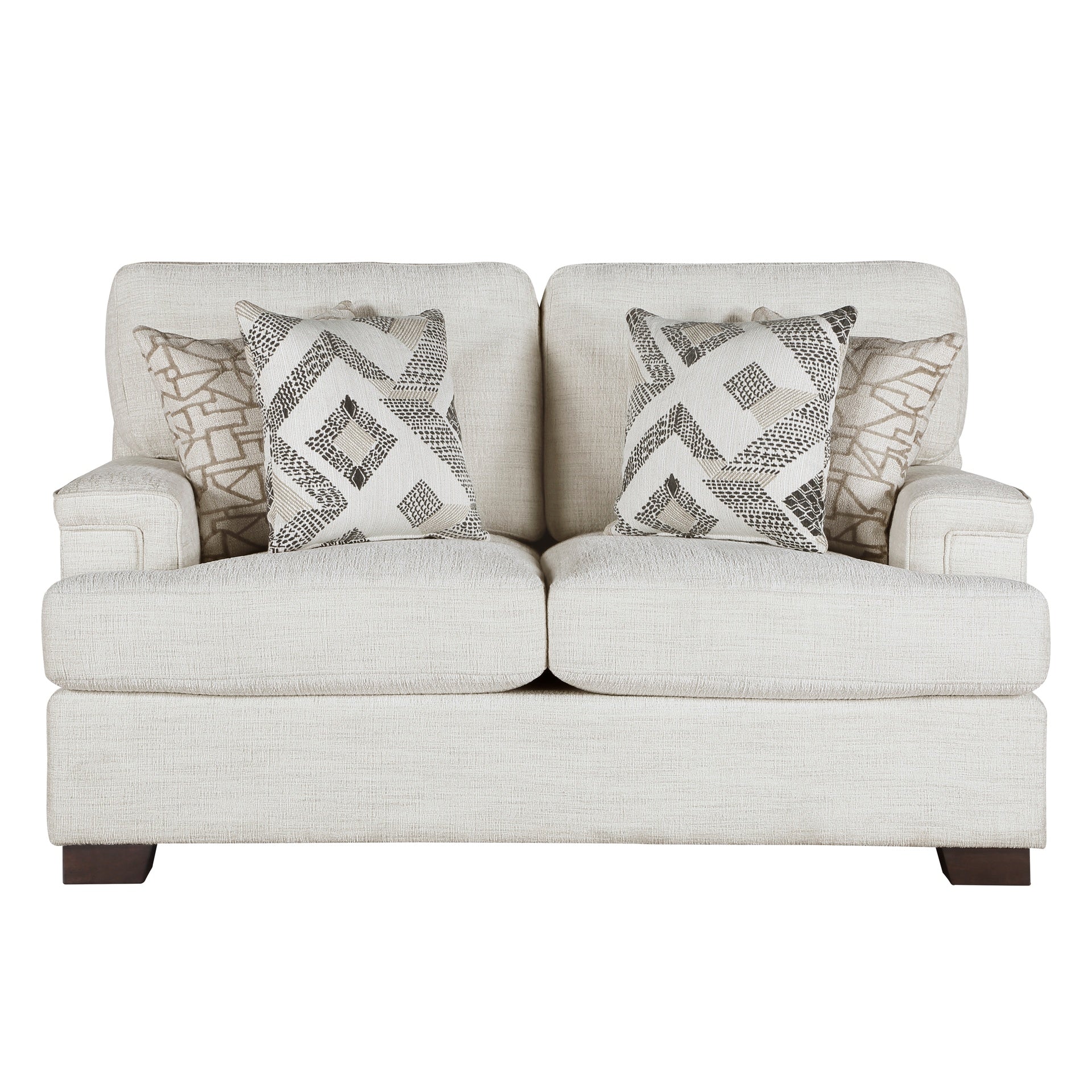 Modern Elegance Comfort Loveseat Cream Chenille Fabric Upholstery Decorative Pillows Solid Wood Living Room Furniture 1pc