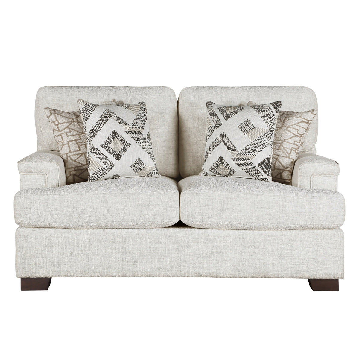 Modern Elegance Comfort Loveseat Cream Chenille Fabric Upholstery Decorative Pillows Solid Wood Living Room Furniture 1pc