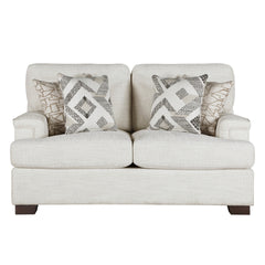 Modern Elegance Comfort Loveseat Cream Chenille Fabric Upholstery Decorative Pillows Solid Wood Living Room Furniture 1pc
