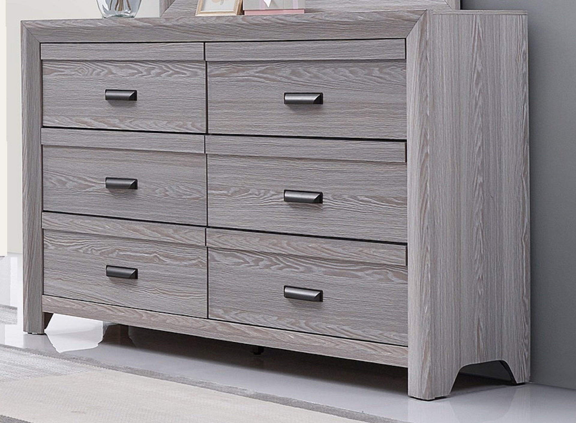 1pc Contemporary Six Drawers Dresser Gray Driftwood Finish Rustic Finish Bedroom Wooden Furniture