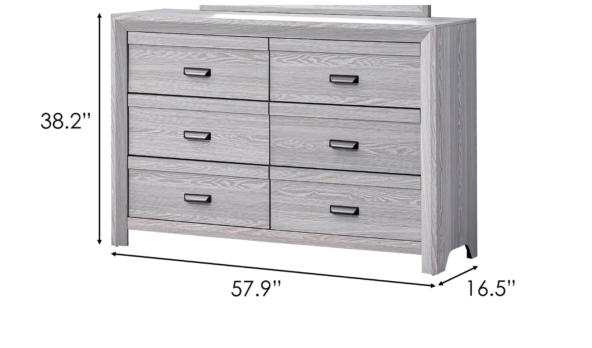 1pc Contemporary Six Drawers Dresser Gray Driftwood Finish Rustic Finish Bedroom Wooden Furniture
