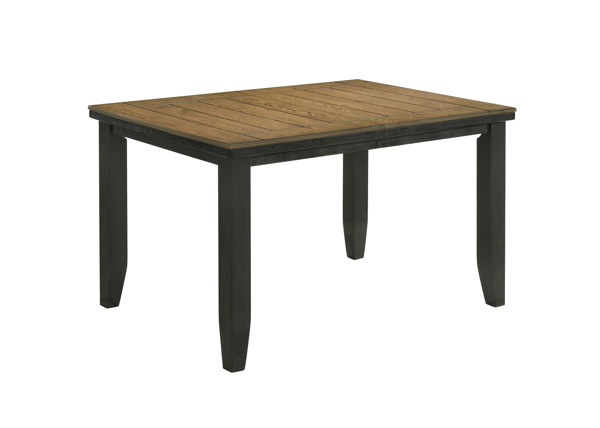 1pc Contemporary Style Dining Rectangular Table with18" Leaf Tapered Block Feet Wheat Charcoal Finish Dining Room Solid Wood Wooden Furniture