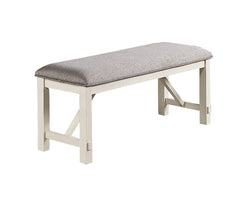 Dining Room Furniture 1x Bench Gray Fabric Cushion Seat White Clean Lines