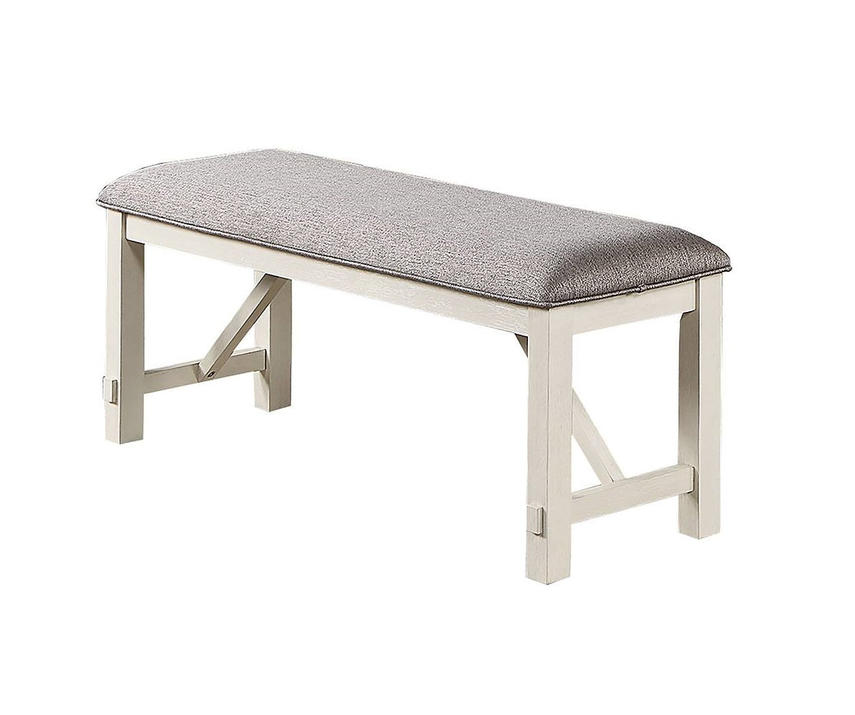 Dining Room Furniture 1x Bench Gray Fabric Cushion Seat White Clean Lines