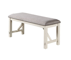 Dining Room Furniture 1x Bench Gray Fabric Cushion Seat White Clean Lines