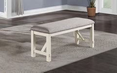Dining Room Furniture 1x Bench Gray Fabric Cushion Seat White Clean Lines