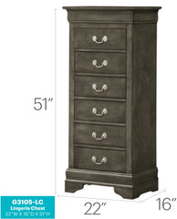 Louis Phillipe G3105-LC Lingerie Chest , Gray