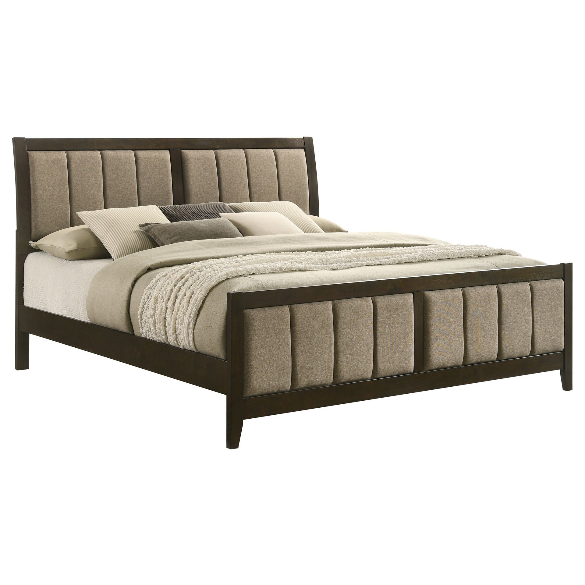 Clement Dark Cocoa Upholstered Eastern King Bed