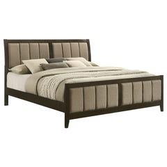 Clement Dark Cocoa Upholstered Eastern King Bed