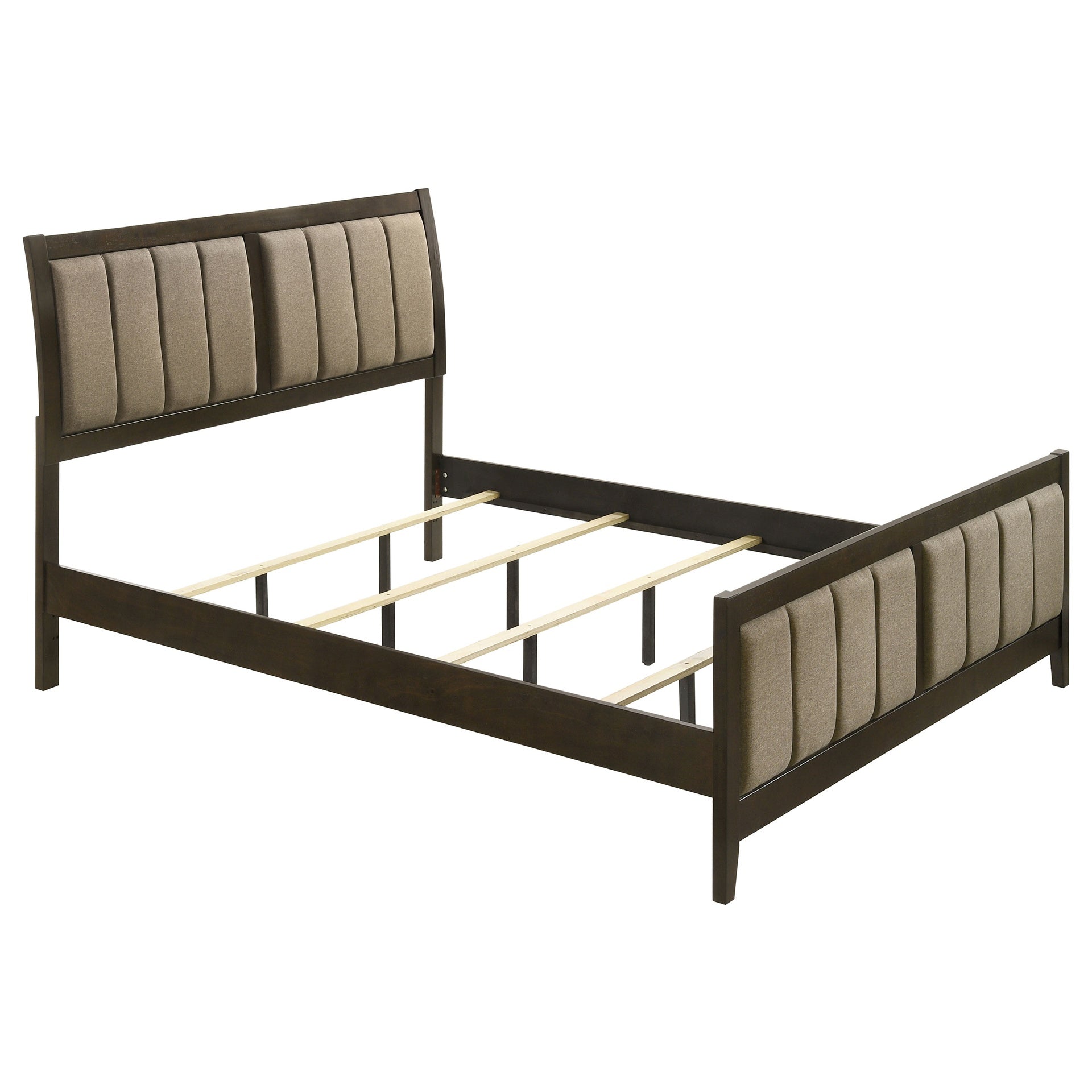 Clement Dark Cocoa Upholstered Eastern King Bed