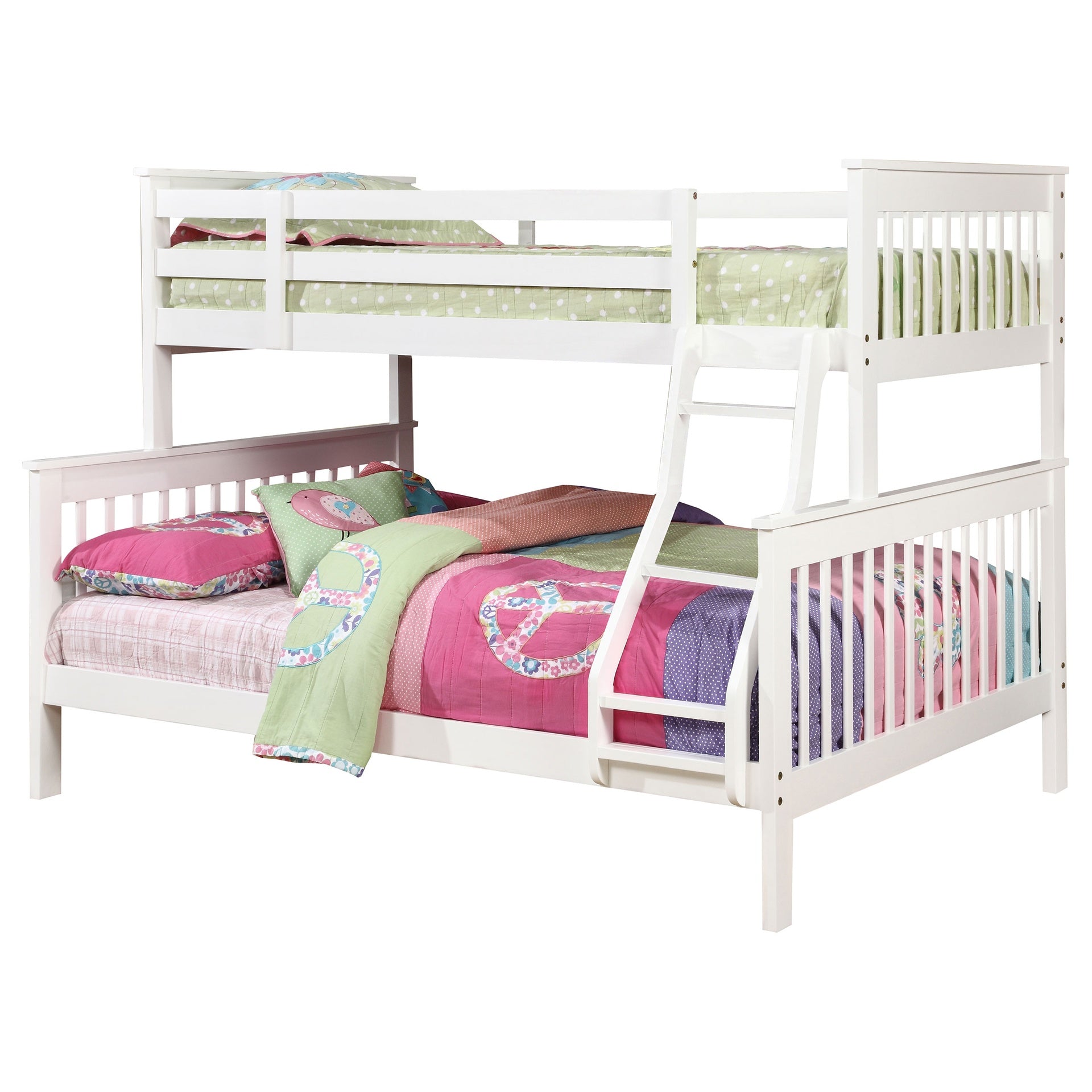 Severington White Wood Twin Over Full  Slatted Headboard Bunk Bed