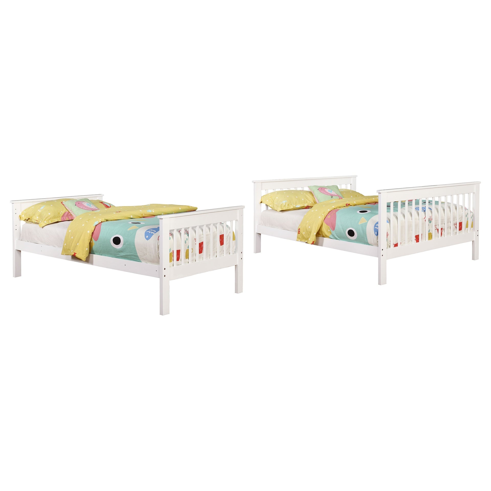 Severington White Wood Twin Over Full  Slatted Headboard Bunk Bed