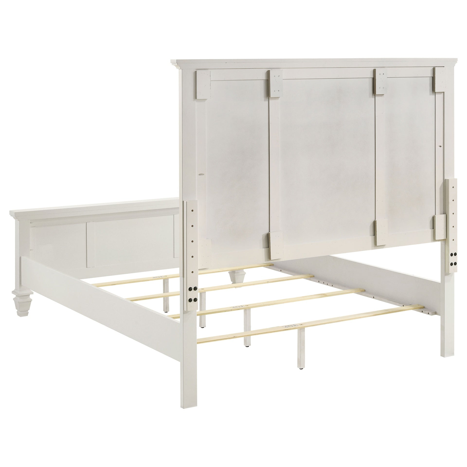 Copper Cream White Wood Queen Panel Bed