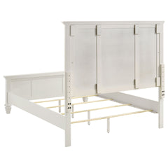 Copper Cream White Wood Queen Panel Bed