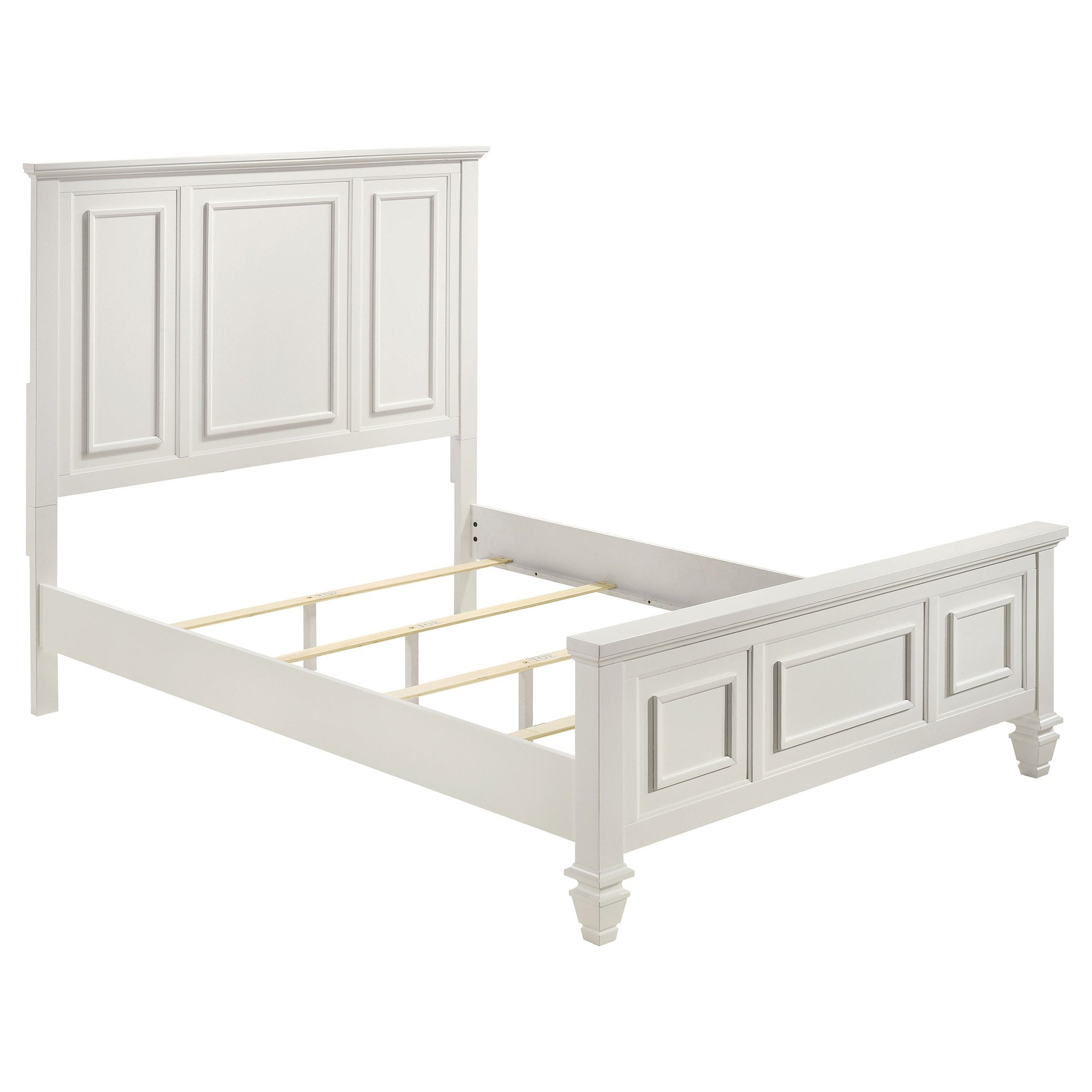 Copper Cream White Wood Queen Panel Bed