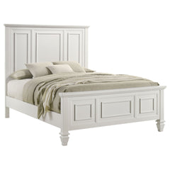 Copper Cream White Wood Queen Panel Bed