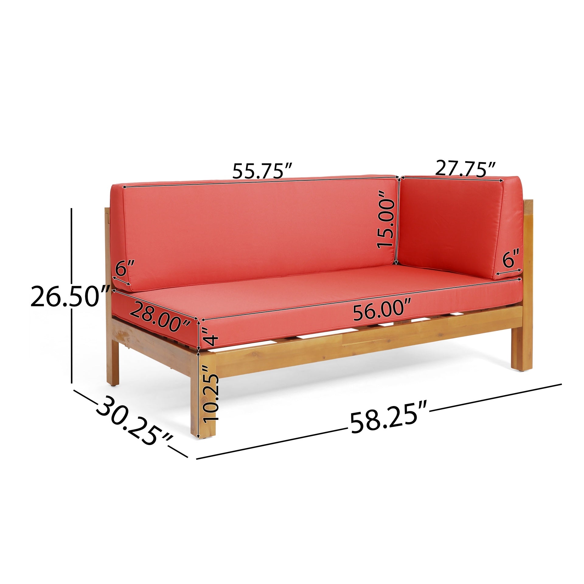 BRAVA X-BACK RIGHT CORNER BENCH, RED