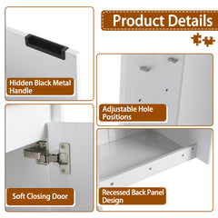 36" Bathroom Vanity With Resin Sink , 2-Soft Close Doors and 1-Side Cabinet, Float Mounting Design, Glossy White, Plywood(KD-Packing)