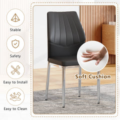 Set of 6 Black - and - Silver Dining Chairs,37 inches High: Ergonomic PU Backrest, Combines Comfort and Style.Perfectly blends comfort and elegance, Injecting more comfort and style into dining time.