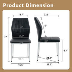 Set of 6 Black - and - Silver Dining Chairs,37 inches High: Ergonomic PU Backrest, Combines Comfort and Style.Perfectly blends comfort and elegance, Injecting more comfort and style into dining time.