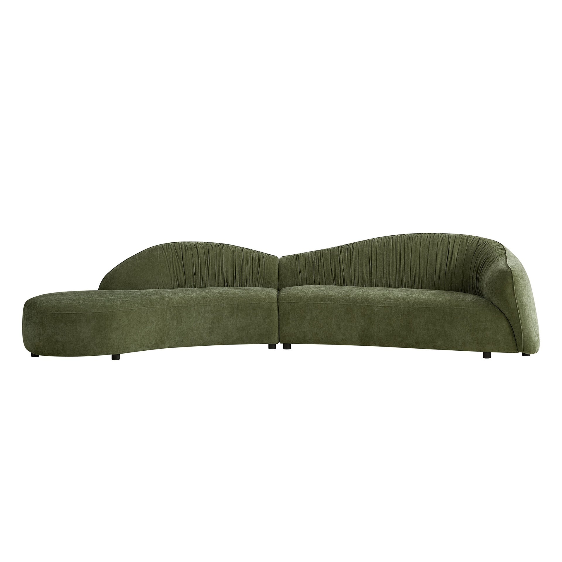 145.67'' Mid-Century Upholstered Comfy Couch with Facing Chaise Left for Livingroom,Bedroom, Apartment, Home Office GREEN