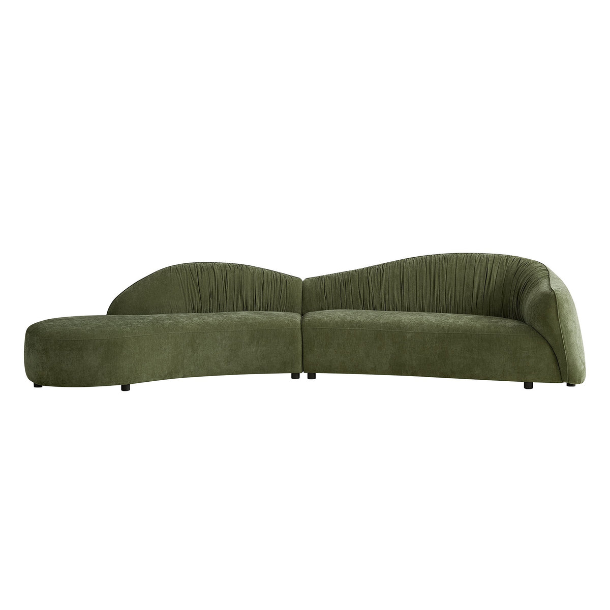 145.67'' Mid-Century Upholstered Comfy Couch with Facing Chaise Left for Livingroom,Bedroom, Apartment, Home Office GREEN