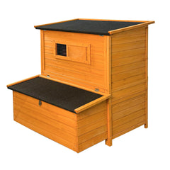 Chicken Coop, Double-House Wooden Chicken Coop For 6-8 Chickens With 3 Nesting Boxes And 2 Pull-Out Trays, Featuring A Foldable Ramp And Flip-Up Asphalt Roof