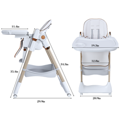 Adjustable Baby High Chair 0-6 Years – Portable Infant Feeding Seat with Safety Belt, Silent Lockable Wheels & Easy-Clean Design for Home, Dining, Living Room, Bedroom (White)