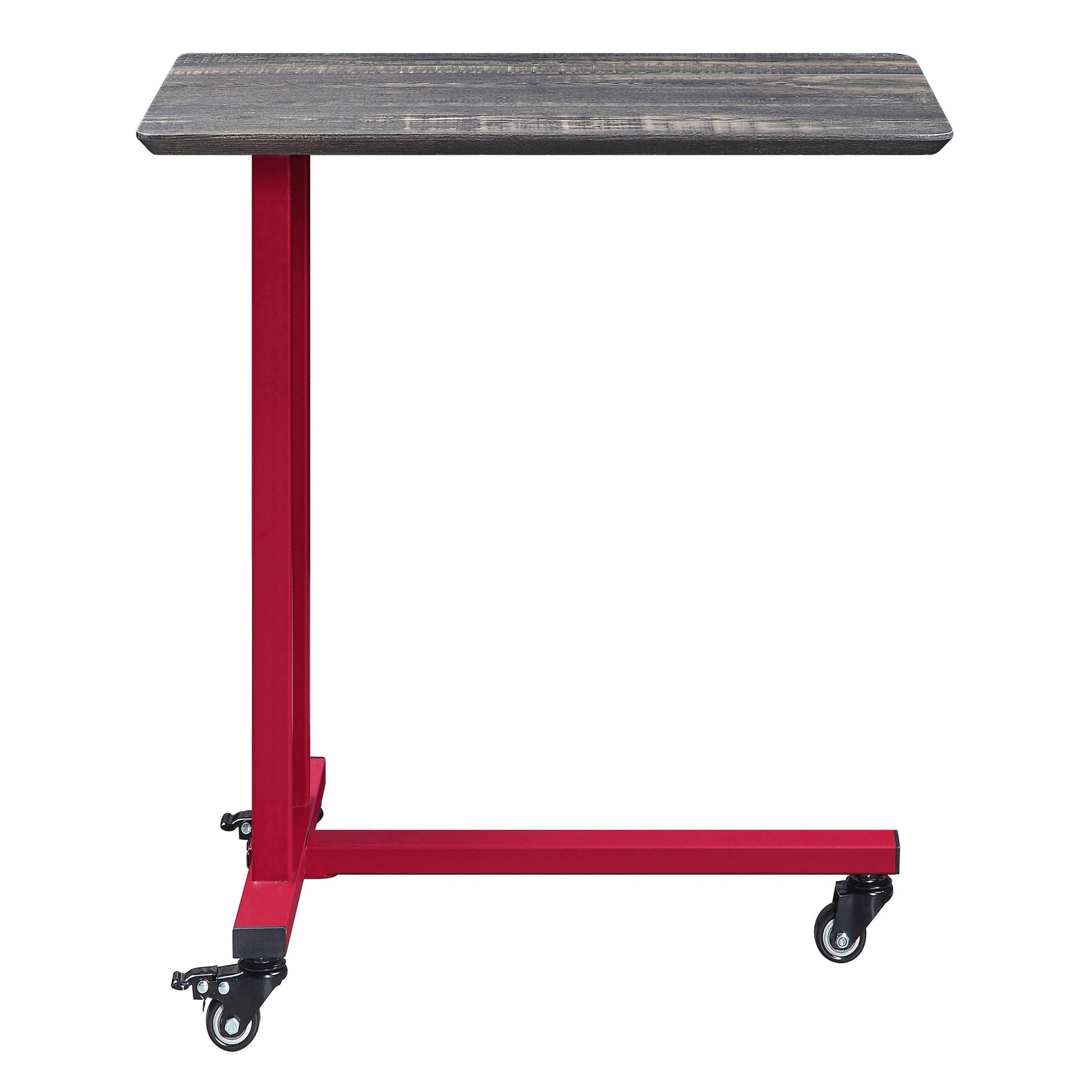 Red Accent Table and Wall Shelf Set