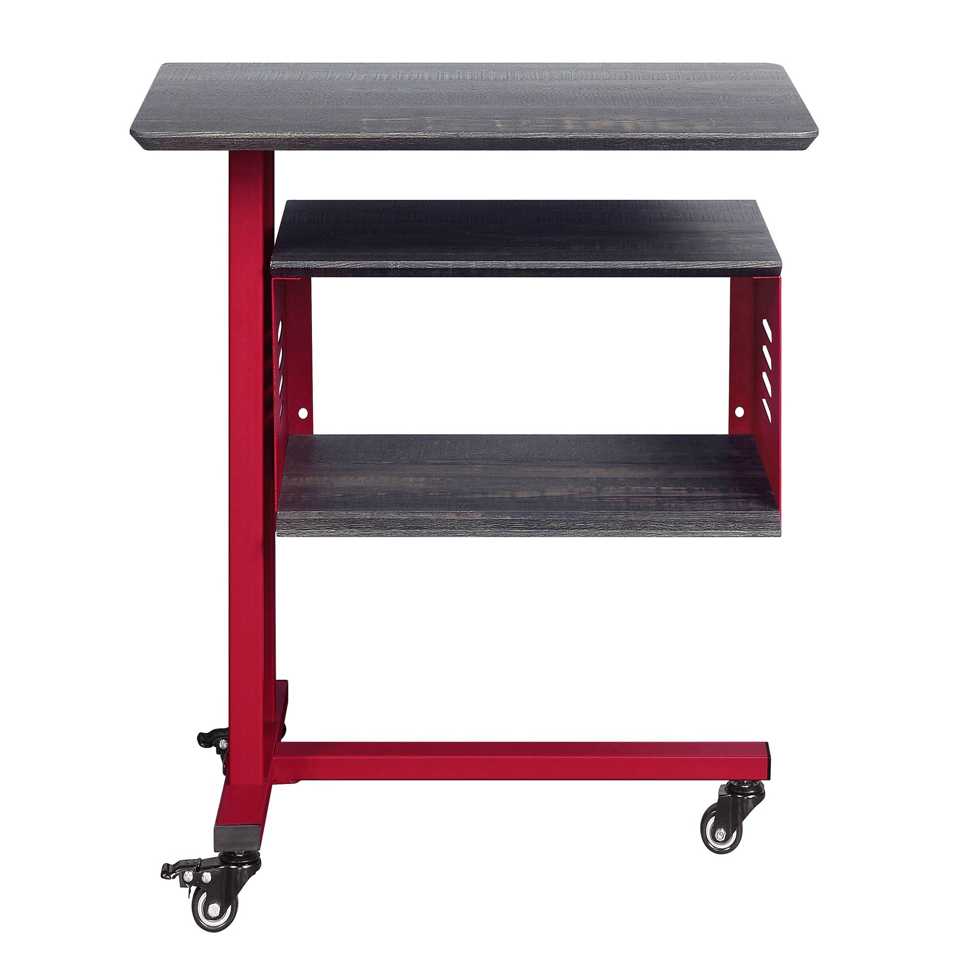 Red Accent Table and Wall Shelf Set