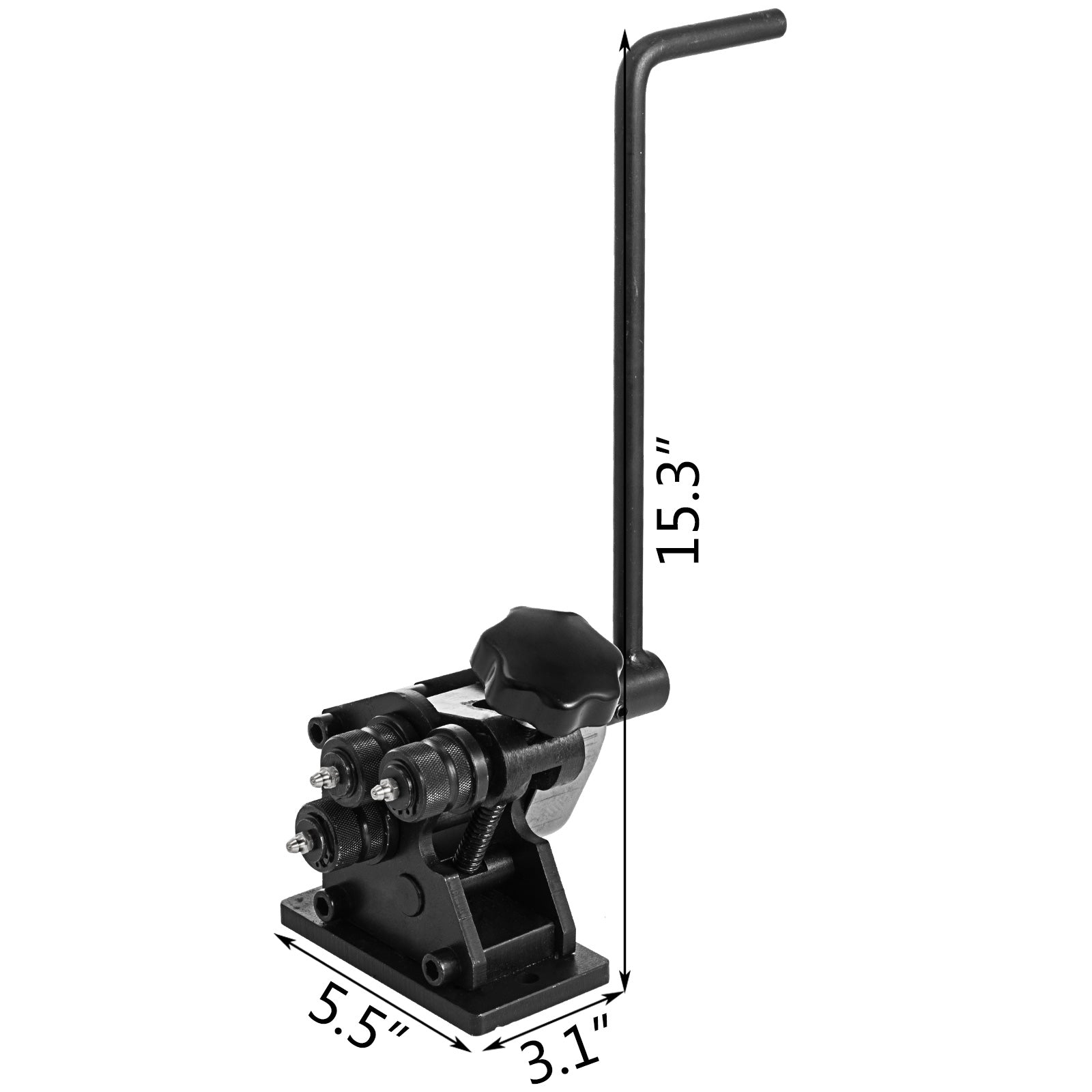 Ring Roller Bender, 3in Ring Size, 1/4in Round Steel & 1"x3/16" Flat Steel Capacity, Portable Hand Crank Ring Roller