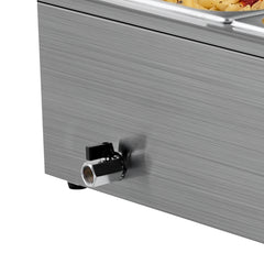 Commercial Food Warmer, 1500W Electric Stainless Steel Steam Food Warmer with Glass Cover, 6 x 1/2 Size Pans Buffet Bain Marie with Soup & Perforated Ladles, for Catering, Restaurant & Party