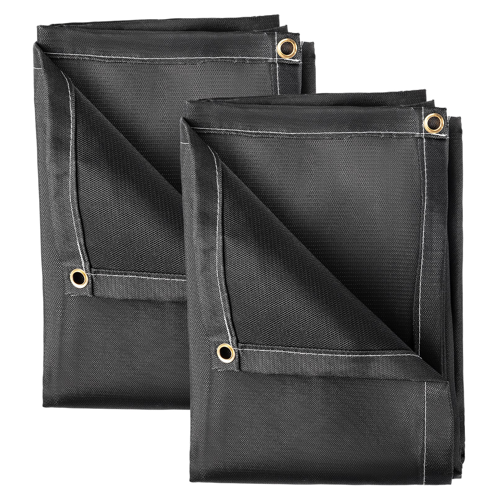 Fire Blankets, 2 Pack Welding Blankets, 8' x 10' Fire Suppression Blanket, 1022°F Flame Retardant Blanket, Black Fire Emergency Blankets, Fiberglass Fire Retardant Blanket with 12 Brass Grommets