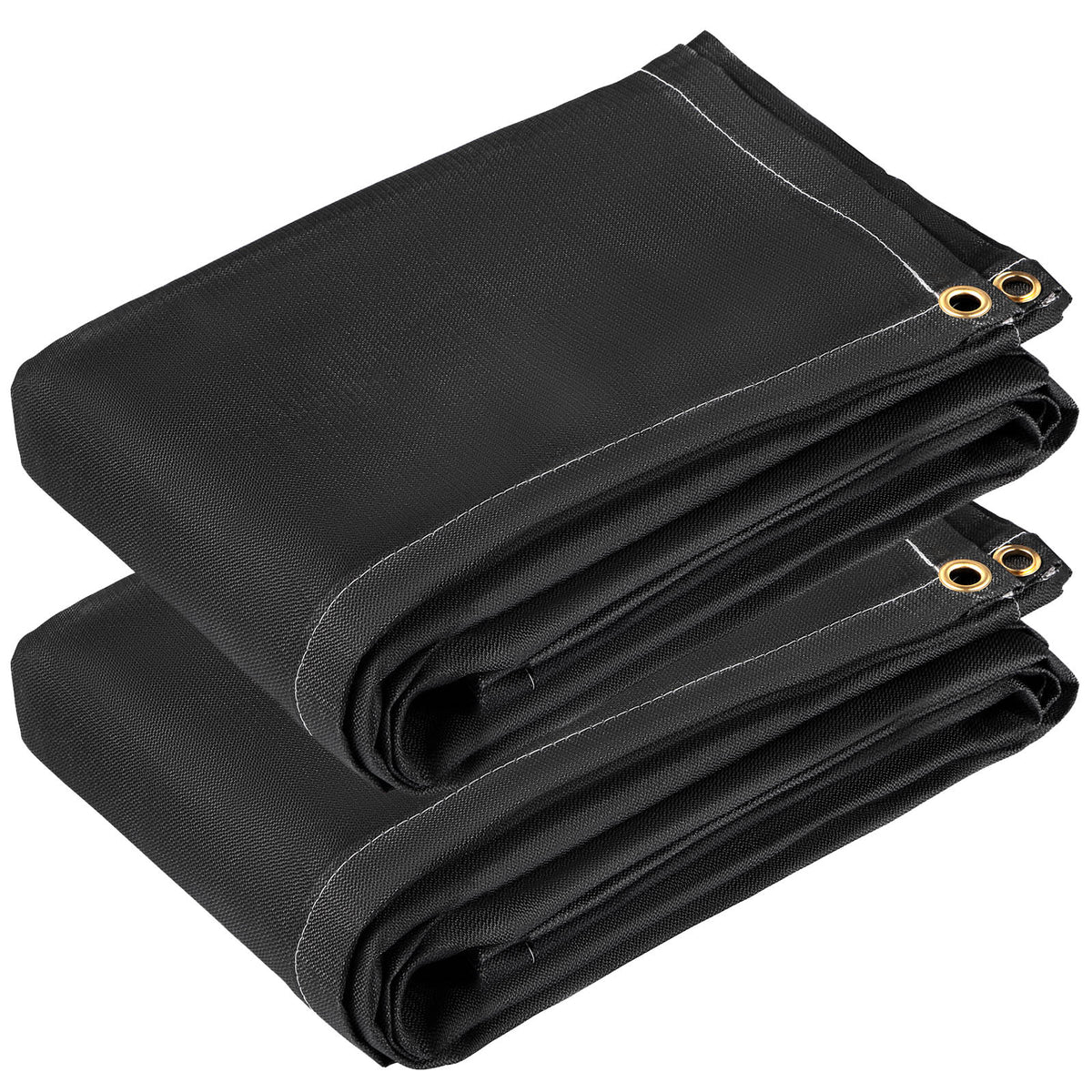 Fire Blankets, 2 Pack Welding Blankets, 8' x 10' Fire Suppression Blanket, 1022°F Flame Retardant Blanket, Black Fire Emergency Blankets, Fiberglass Fire Retardant Blanket with 12 Brass Grommets