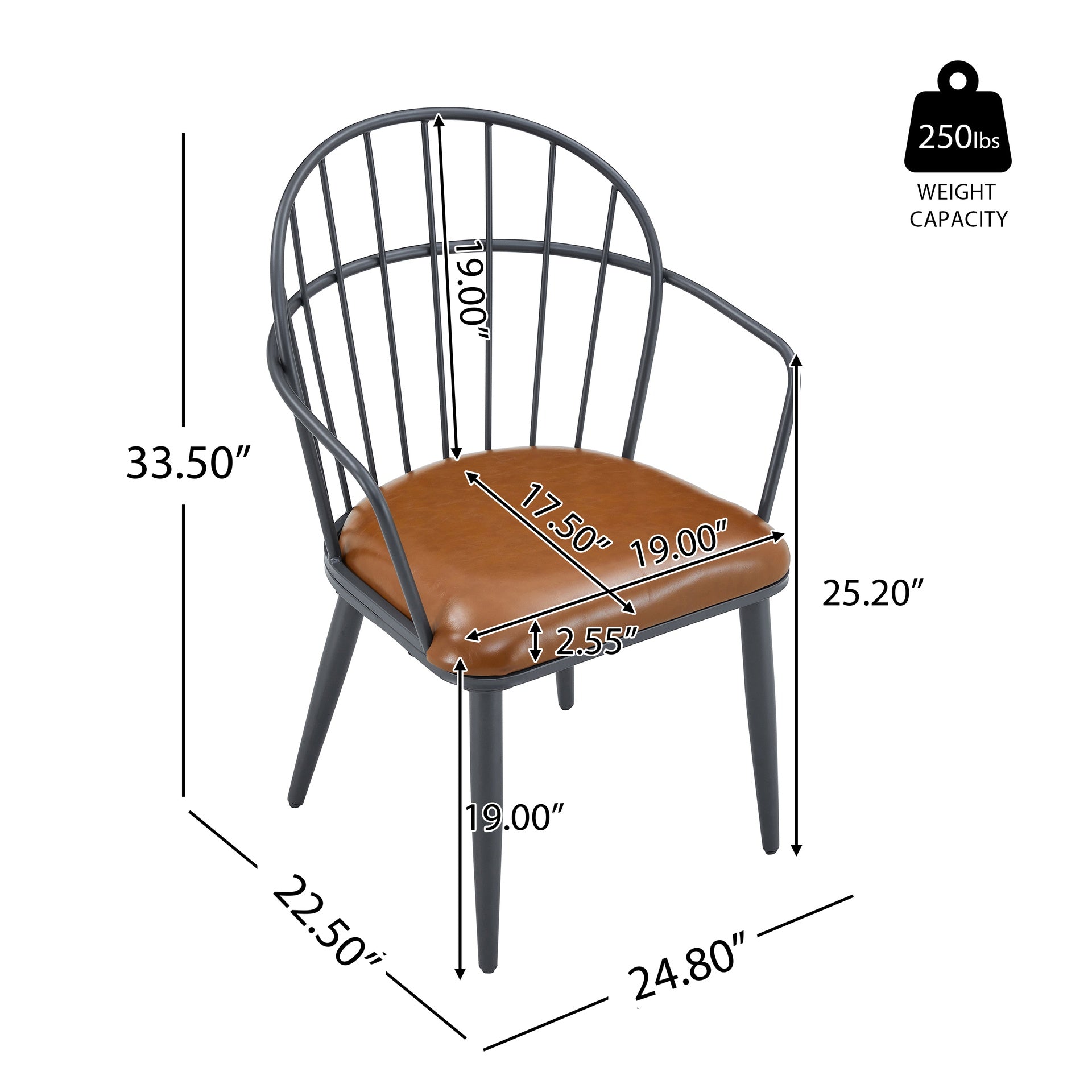 Indoor Upholstered Dining Set With Metal Legs (Set of 4),Brown