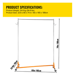 Z Rack, Industrial Grade Z Base Garment Rack, Height Adjustable Rolling Z Garment Rack, Sturdy Steel Z Base Clothing Rack w/Lockable Casters, for Home Clothing Store Display Orange (3 Sets)